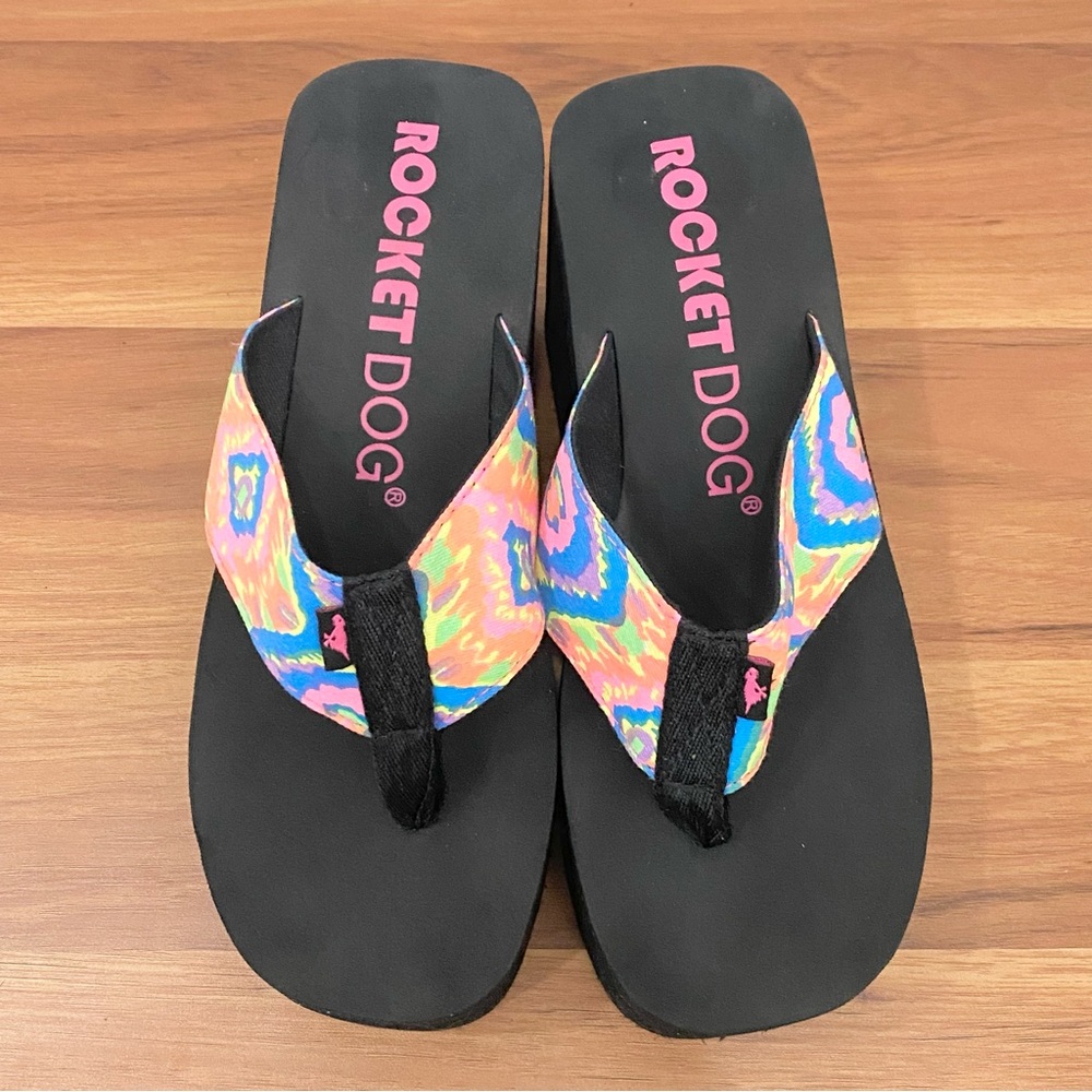 Rocketdog Rainbow Multicolored Platform Wedge Fli… - image 4